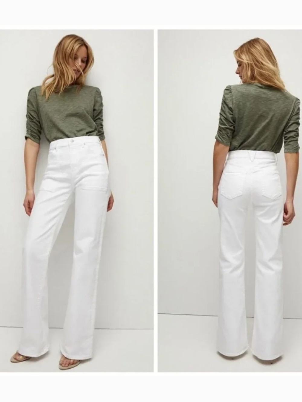 Veronica Beard Crosbie Wide Leg Jeans In White Sz 27